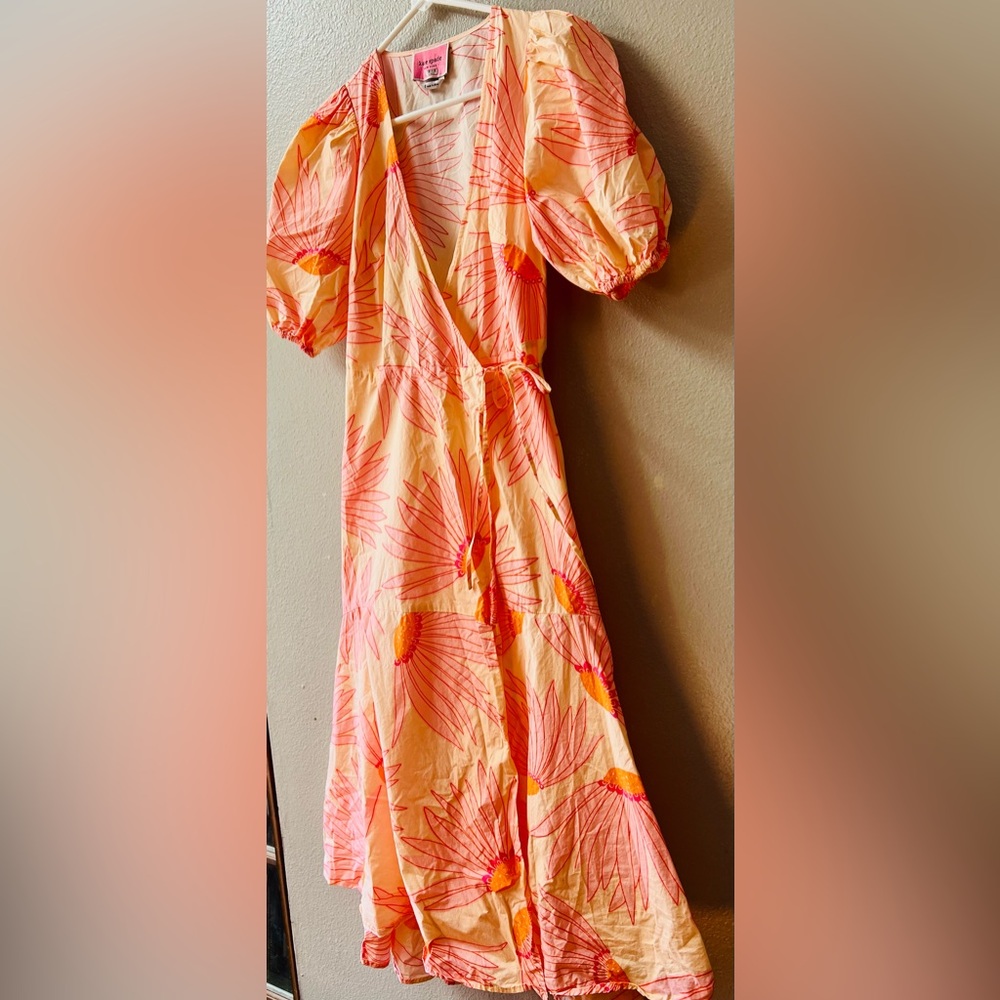 Kate Spade 100% Cotton Falling Flower Wrap Dress in Light Guava Juice Size 0 - Picture 5 of 8
